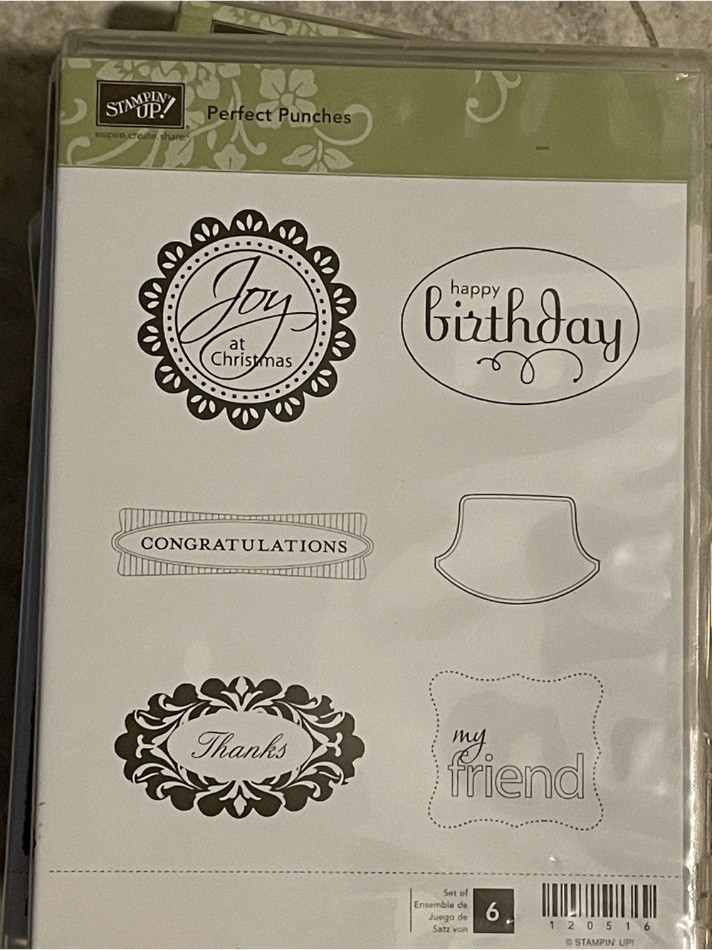 Stampin' Up! Perfect Punches Stamp Set - Black, Green, White